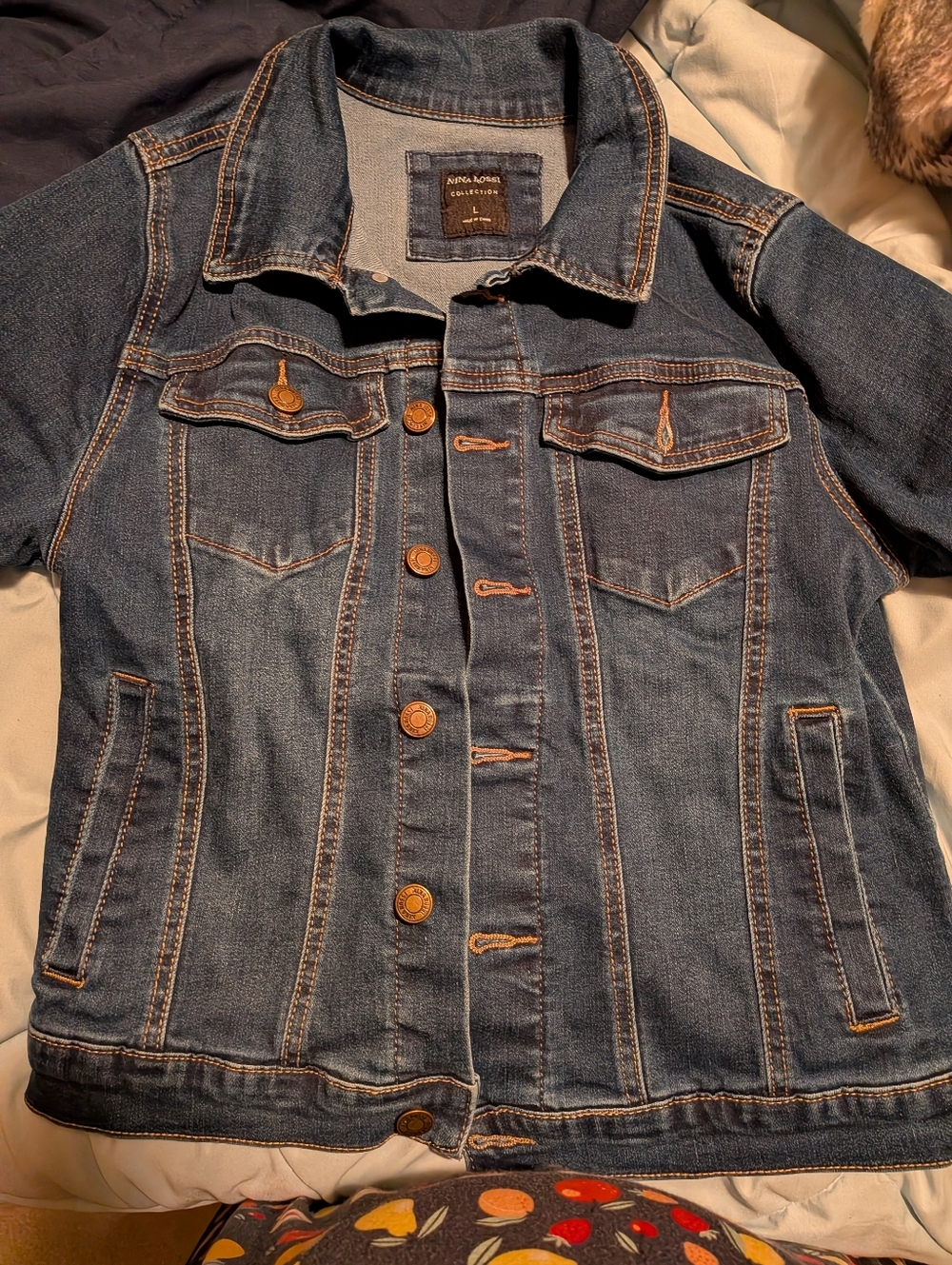 Nina Rossi Dark Wash Denim Blue Jean Jacket Women's Size Large Like New